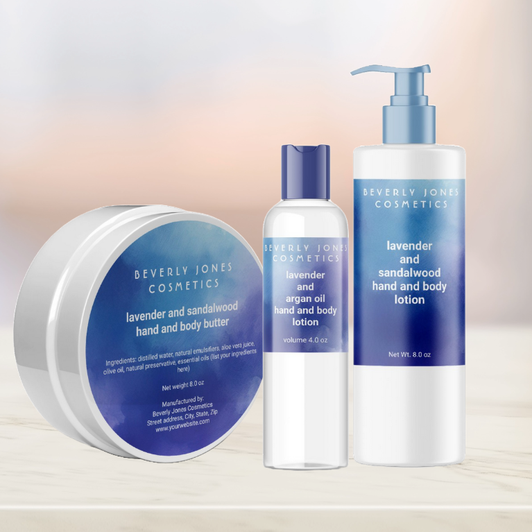 Watercolor Blue and Purple Cosmetics Label and Packaging Collection