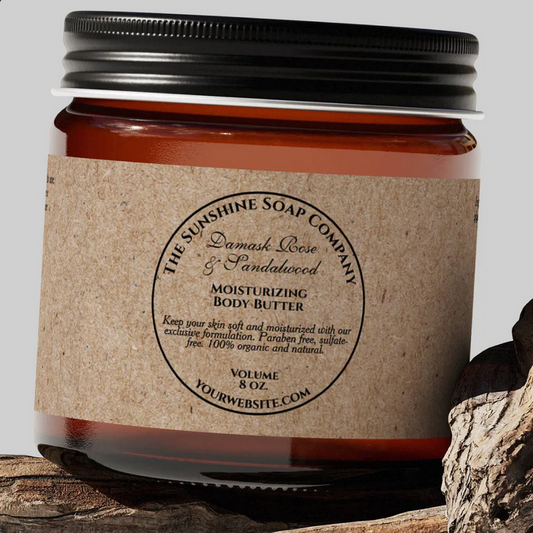 Waterproof Vintage Kraft Paper Style Cosmetics Jar Label with Round Frame