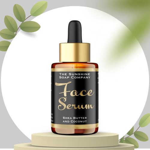 Black and Faux Gold Face Serum Bottle Label