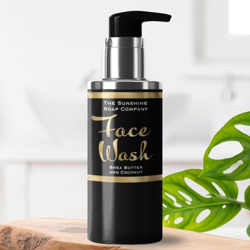 Black and Faux Gold Face Wash Bottle Label