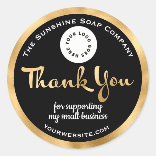 Black and faux gold foil business thank you with logo