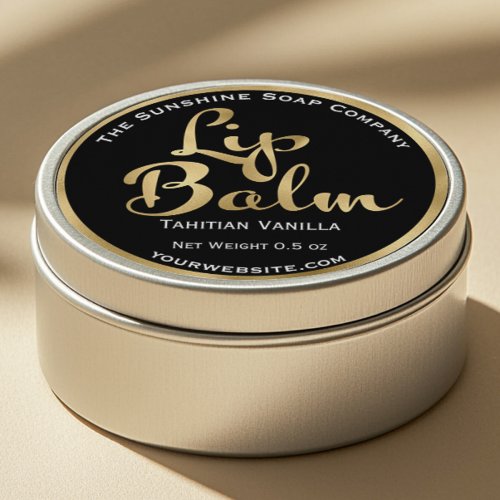 Black and faux gold foil lip balm label
