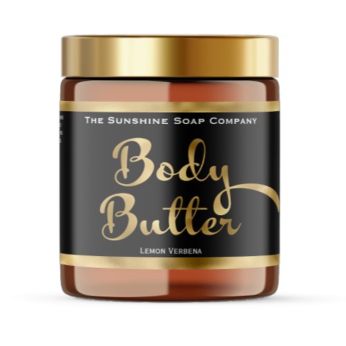 Black & Faux Gold Foil Body Butter Jar Label