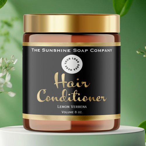 Black & Faux Gold Hair Conditioner Jar Label with logo