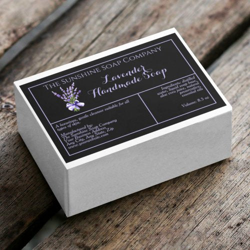 Black Lavender waterproof soap product label