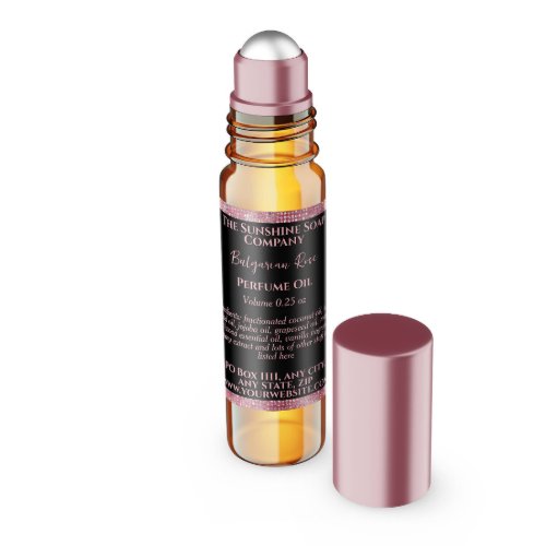 Black & Pink Glitter Perfume Roller Bottle label