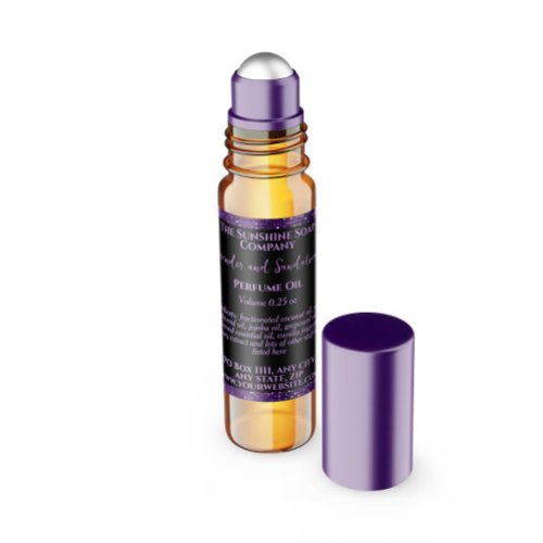 Black & Purple Glitter Perfume Roller Bottle label