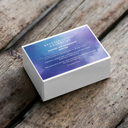 Blue and Purple watercolor soap box label