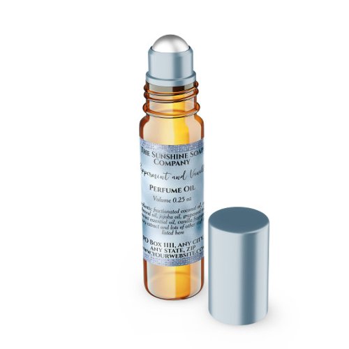 Blue Foil & Glitter Perfume Roller Bottle label