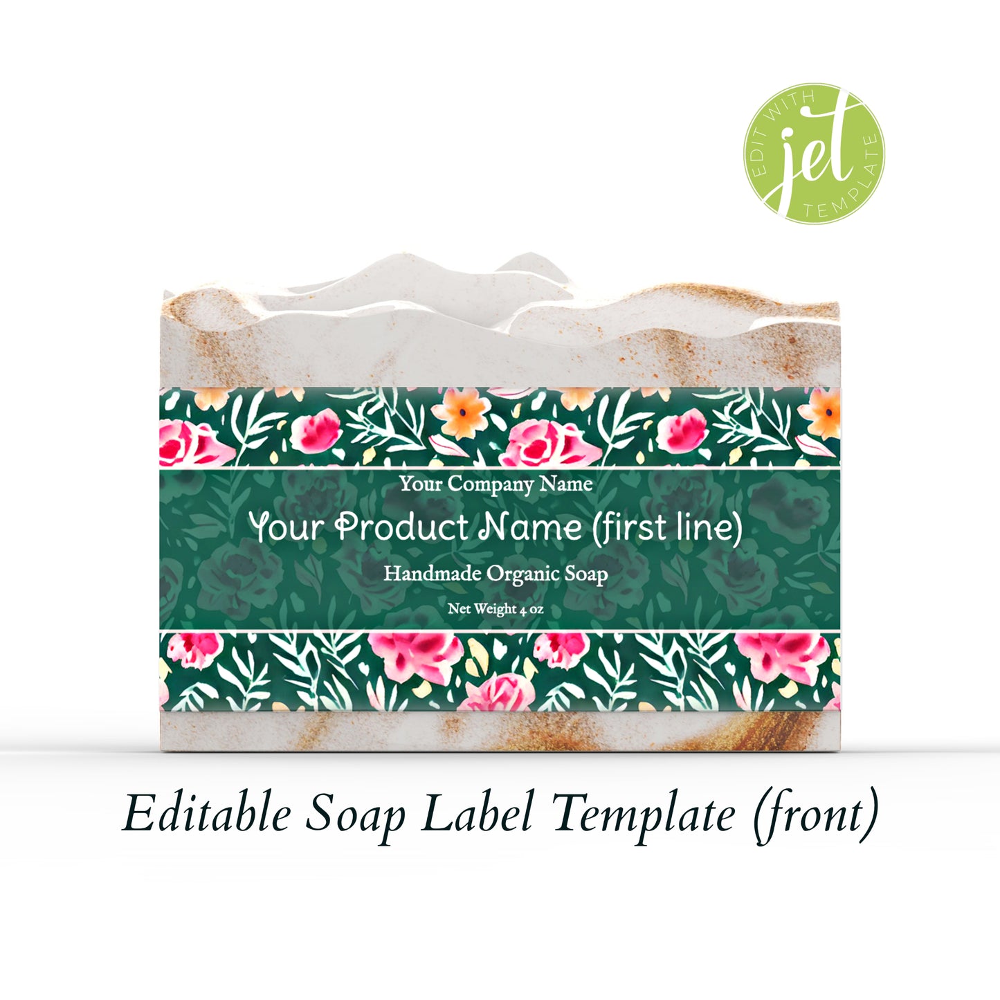 Pink and Green Flowers Botanical Editable Printable Soap Label Template