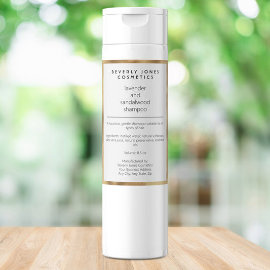 White w faux gold waterproof shampoo bottle label