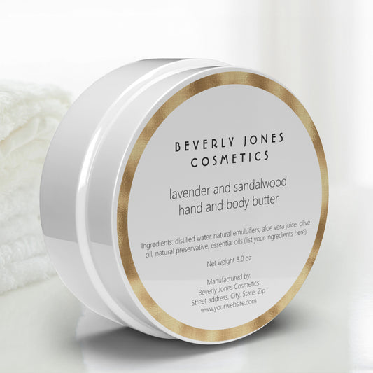 Elegant White with Faux Gold Foil Cosmetics Label