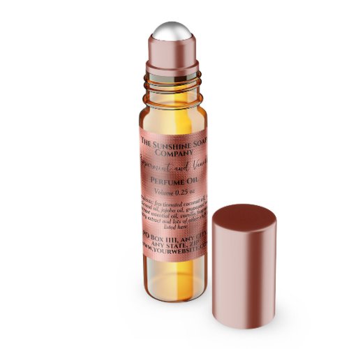 Hammered Copper Foil Perfume Roller Bottle label