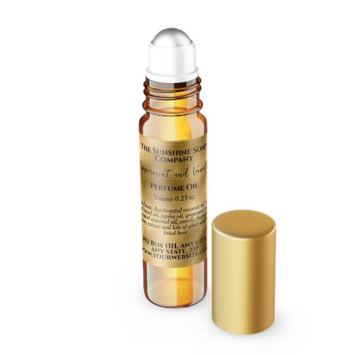 Hammered Gold Foil Perfume Roller Bottle label
