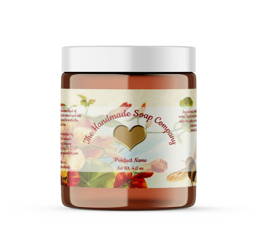 Handmade Soap and Cosmetics Product Packaging Label - Honeybee and Flowers - rectangle - 3.75" x 2"