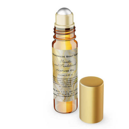 ivory and gold perfume roller bottle label