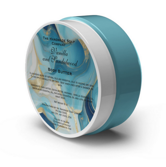 Blue and Gold Marble Cosmetics Jar Label