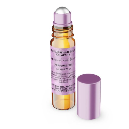 Lilac Sparkles Perfume Roller Bottle label