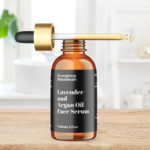 Modern Black Cosmetics Dropper Bottle Label
