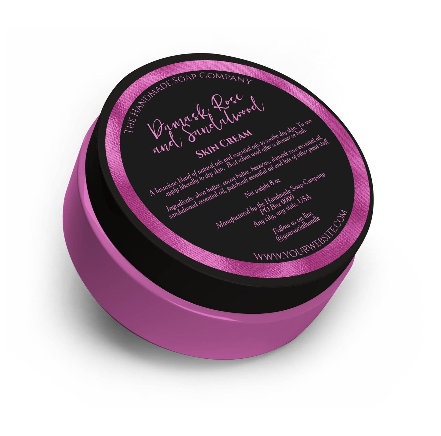 Black & Fuchsia Cosmetics Jar Label with Ingredients