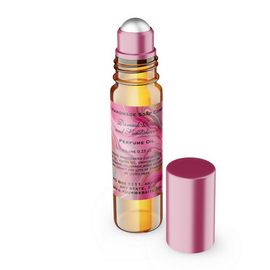 Pink and Gold Marble Perfume Roller Bottle Label