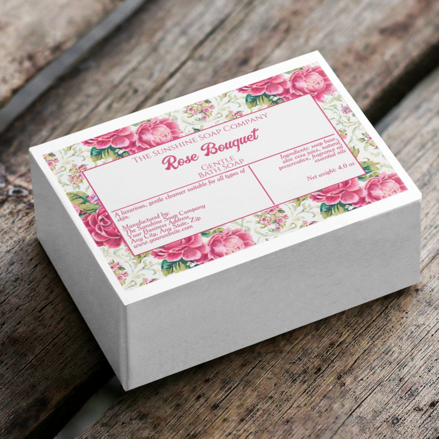 Waterproof Roses Soap Label