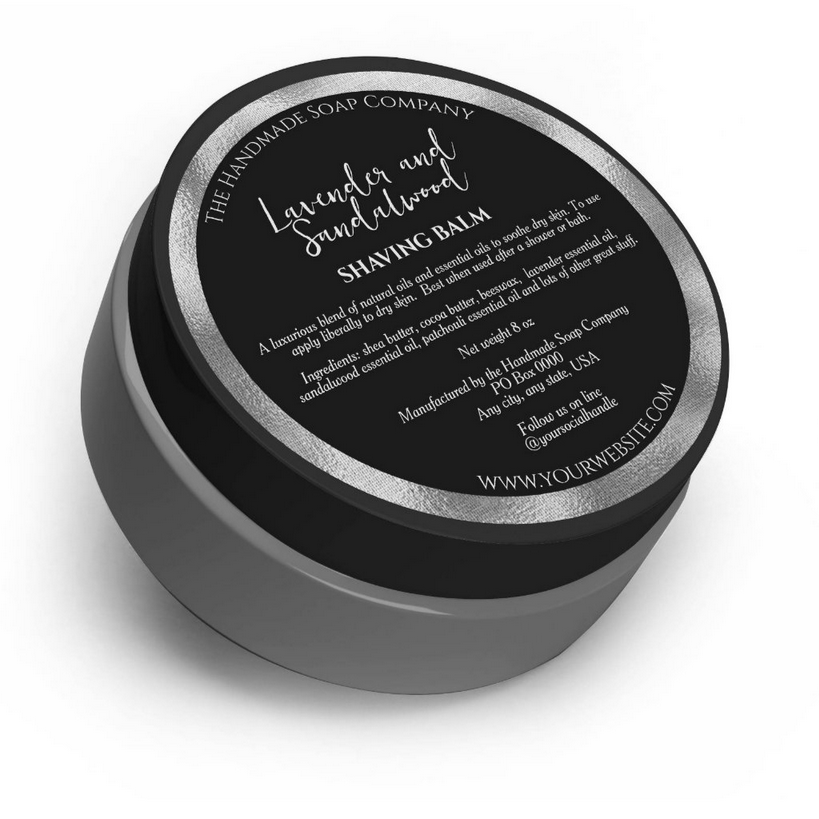 Black and Silver Cosmetics Jar Label w Ingredients