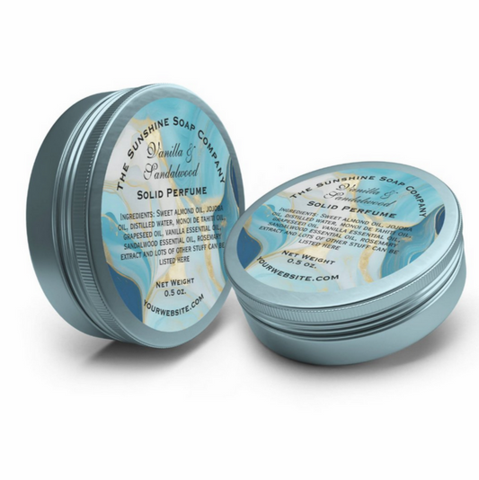 blue and faux gold cosmetics label