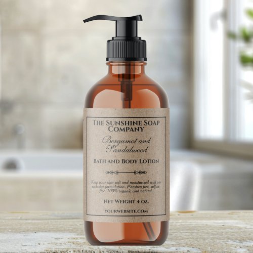 Vintage Kraft Paper Style Cosmetics Bottle Label with Rectangular Frame