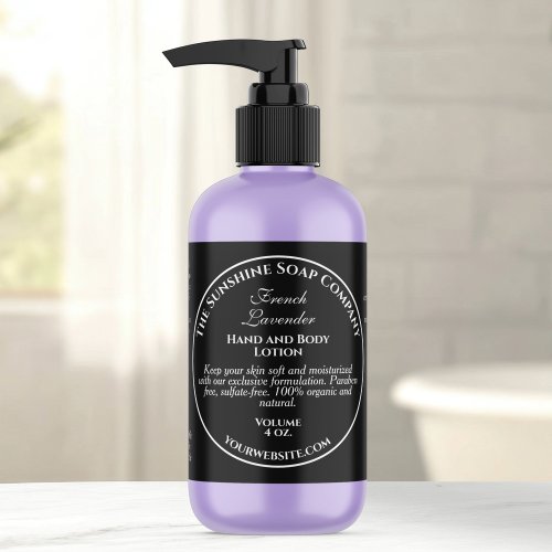 Vintage Style Black Cosmetics Bottle Label with Round Frame