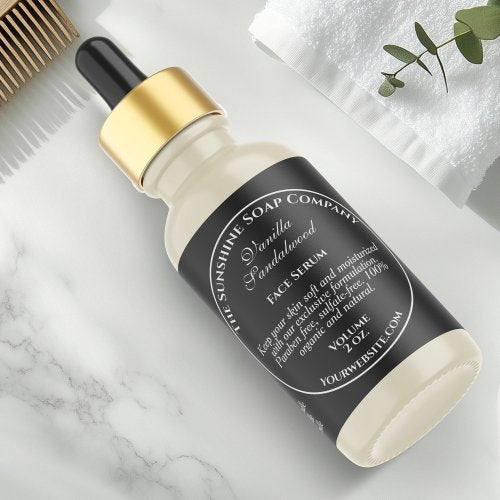 Vintage Style Black Dropper Bottle Label with Round Frame