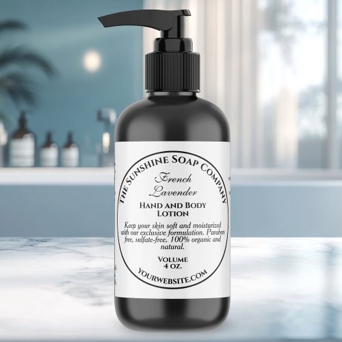 Vintage Style White Cosmetics Bottle Label With Round Frame -  3.75" L x 2" H