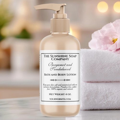 Vintage Style White Cosmetics Bottle Label with Square Frame