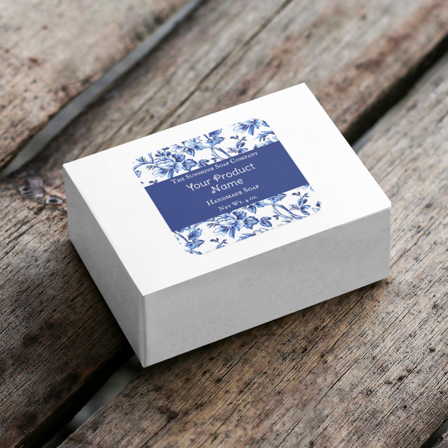 White and Blue Floral Soap Cosmetics Square Sticker