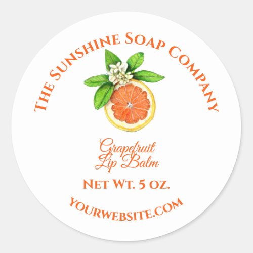 Handmade Soap and Cosmetics Product Packaging Label - grapefruit - style2 - circle - 1.5" diameter
