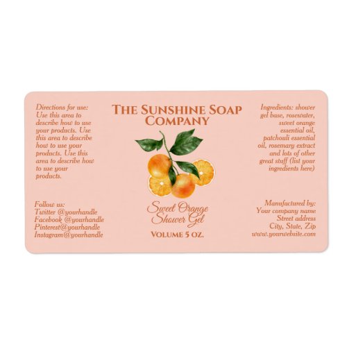Handmade Soap and Cosmetics Product Packaging Label- orange - v1 - rectangle - 3.75" x 2"