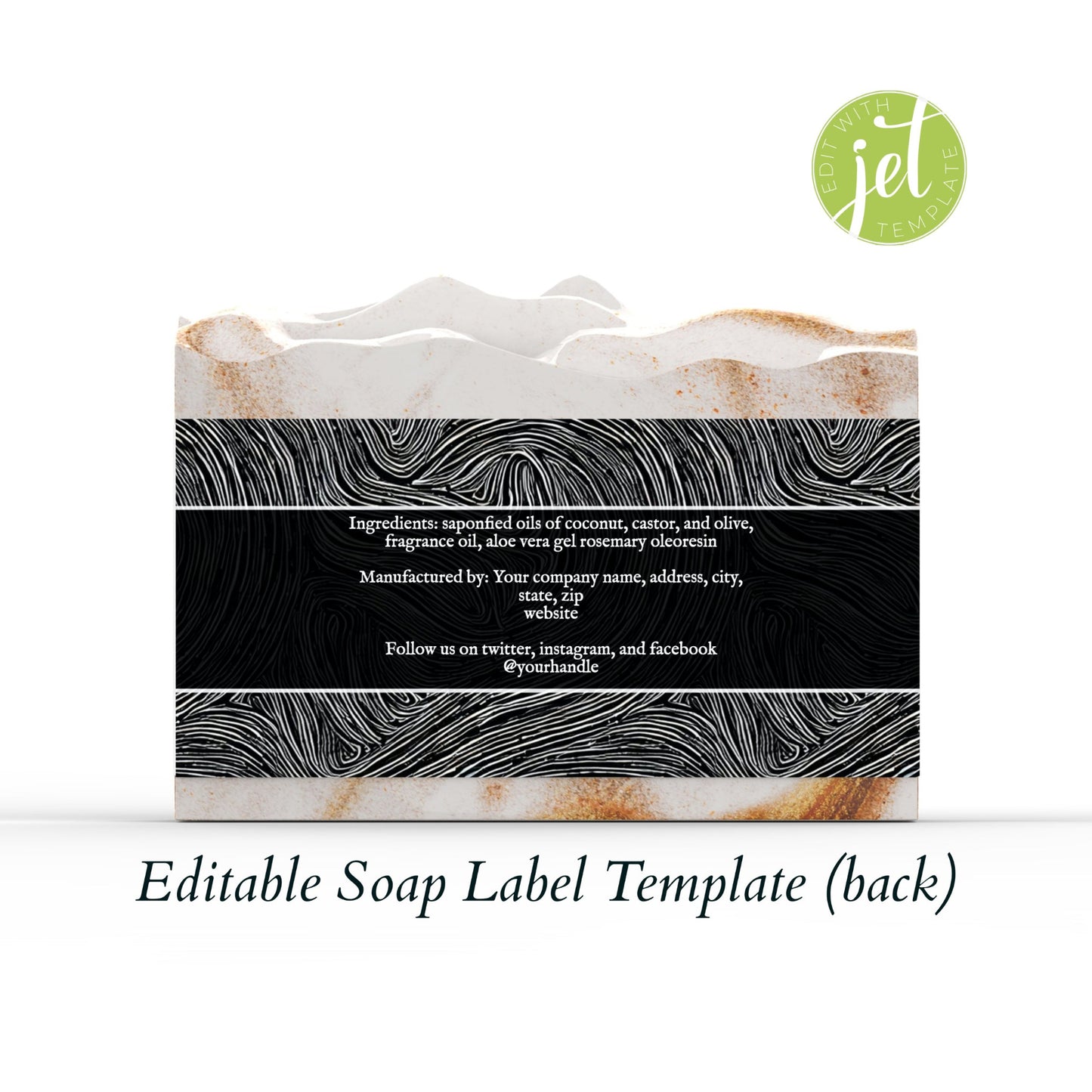 Black Swirls Editable Printable Soap Label Template