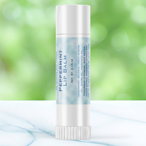 Blue parchment paper style lip balm tube label