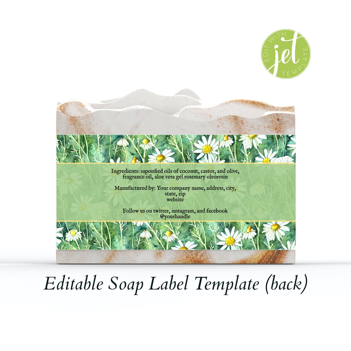 Chamomile Themed Floral Botanical Editable Printable Soap Label Template