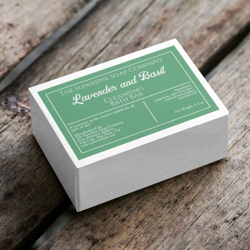 Green and white waterproof soap box label