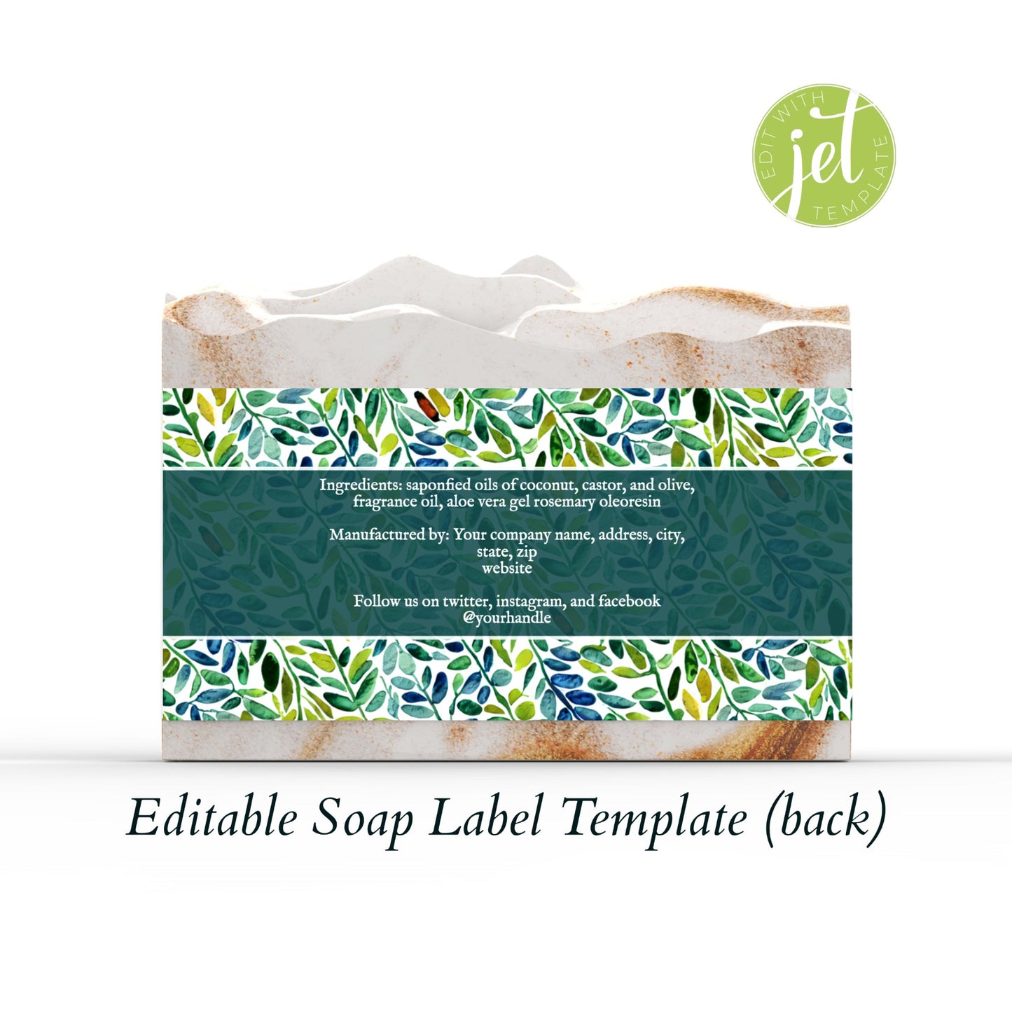 Green Leaves Themed Botanical Editable Printable Soap Label Template