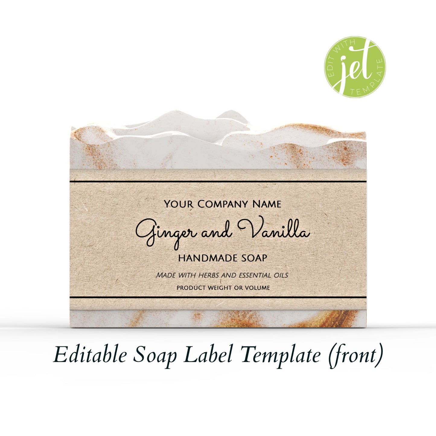 Tan Kraft Paper Style Editable Printable Soap Label Template (kraft1)