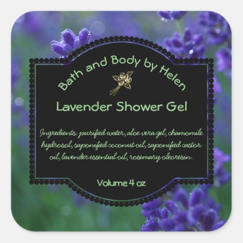 Lavender Soap Label - square with ingredients