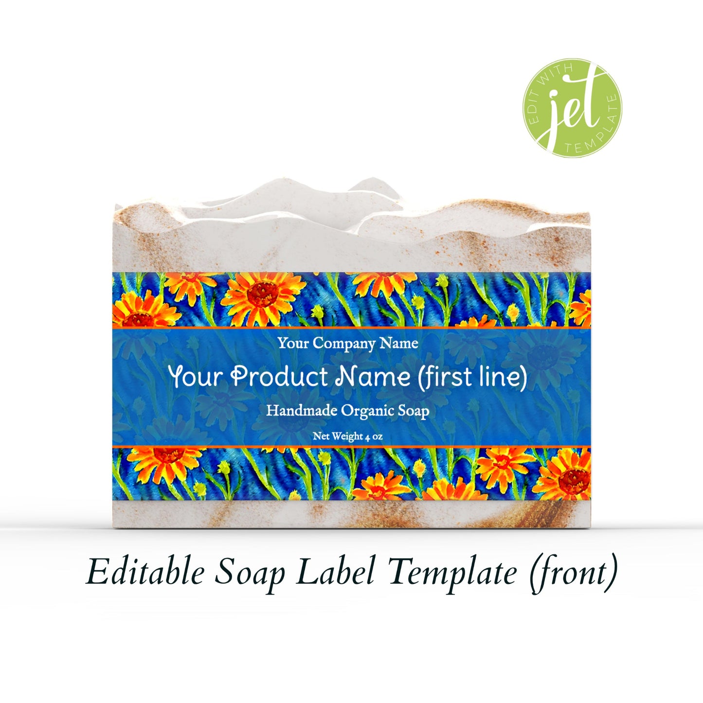 Marigold Themed Floral Botanical Editable Printable Soap Label Template