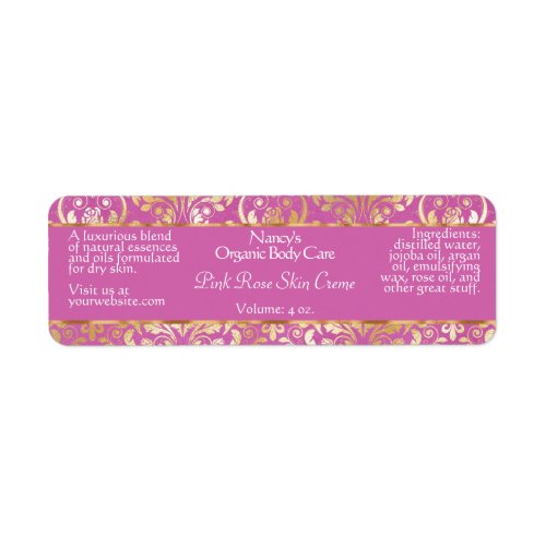 Pink and gold damask soap and cosmetics labels - 8