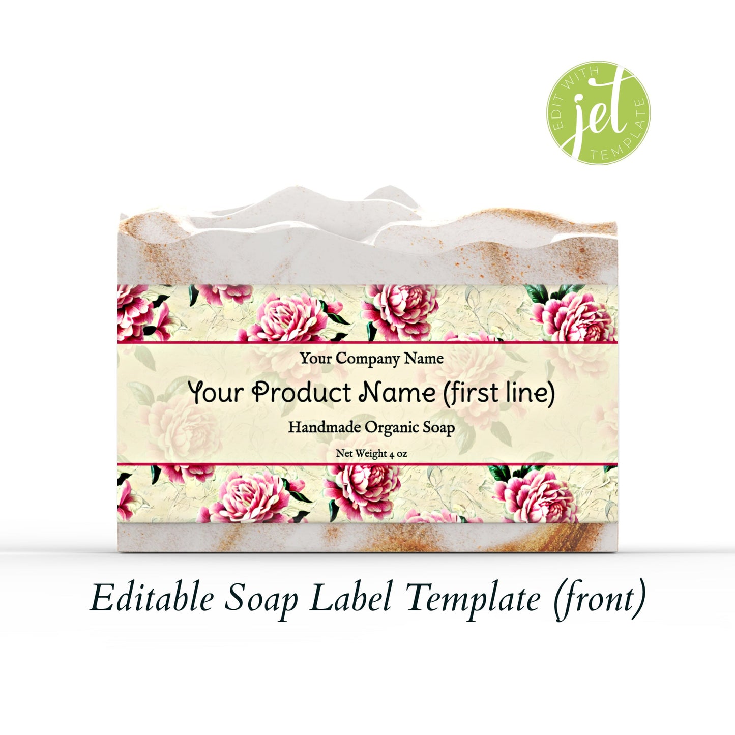 Pink Gardenias Floral Botanical Editable Printable Soap Label Template