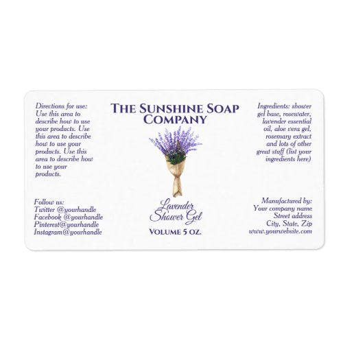 Rectangle Bath and Body Product Label - lavender - 3.75" x 2"