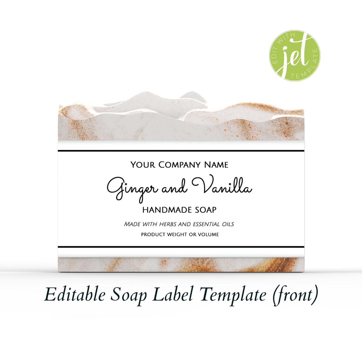 Simple White and Black Editable Printable Soap Label Template (You can change the color of the background))