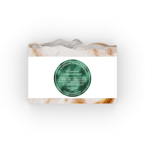 Vintage style woven green foil soap cosmetic classic round sticker