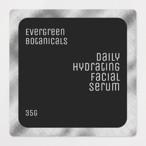 waterproof cosmetics label black and silver square